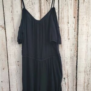 Runway Story Womens M Black Crepe Romper Jumpsuit with Shorts EUC Stylish EUC